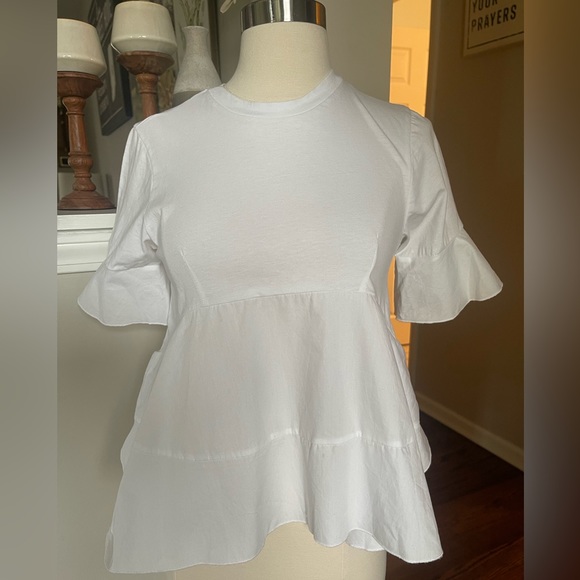 NWT Love Notes white ruffle baby doll tee top S - Picture 5 of 5